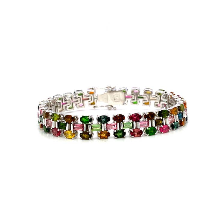 Bracciale multi tormalina in argento 925 - KSD 46895 per la vendita all'ingrosso da parte di Kotawala Jewels