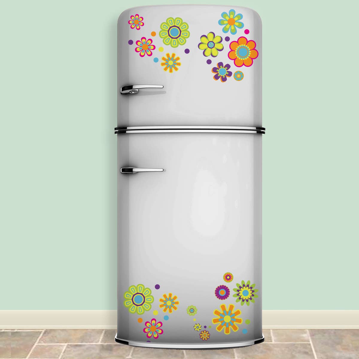 RetroPlanet - Wholesale Wall Decal/Stickers - Mod Flowers 60s Color Palette Decals Medium Set of 1082