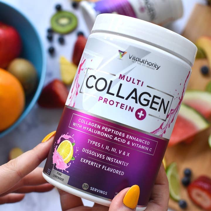 Vitauthority - Wholesale Voedingssupplement/vitamine - Multi-Collageen Eiwitpoeder: Roze Limonade, Huidhydratatie1