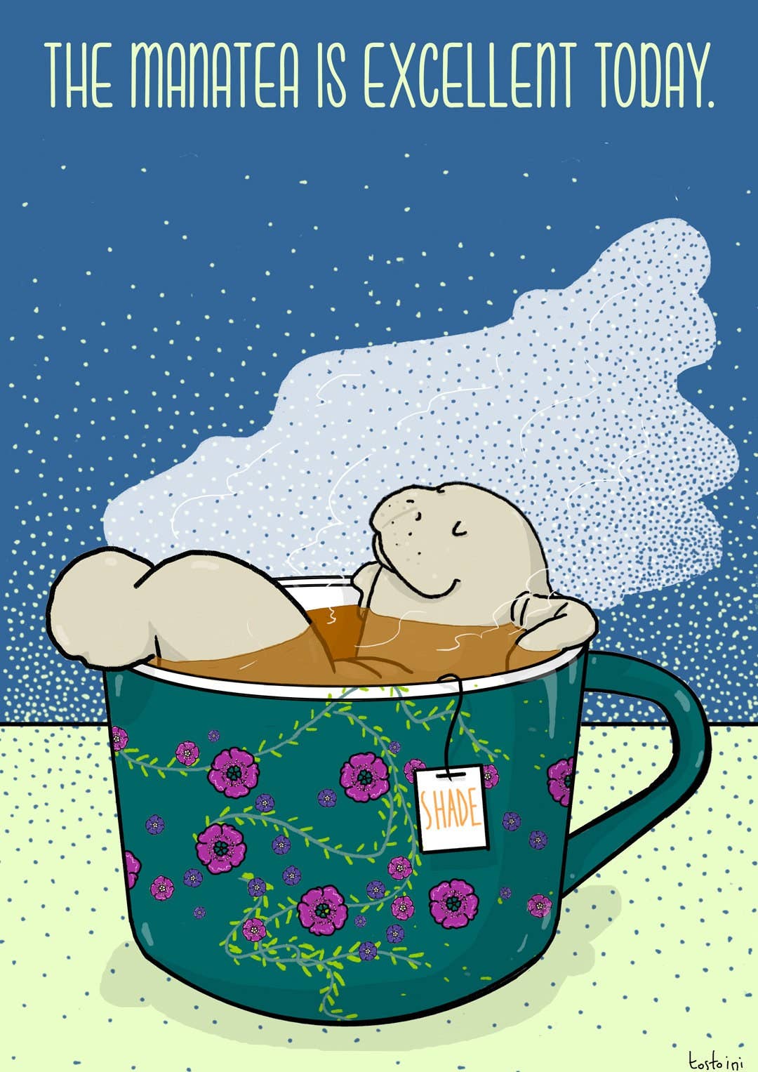 Tostoini - Wholesale Poster - The Manatea Is Excellent Today A3 Poster - Manatee1