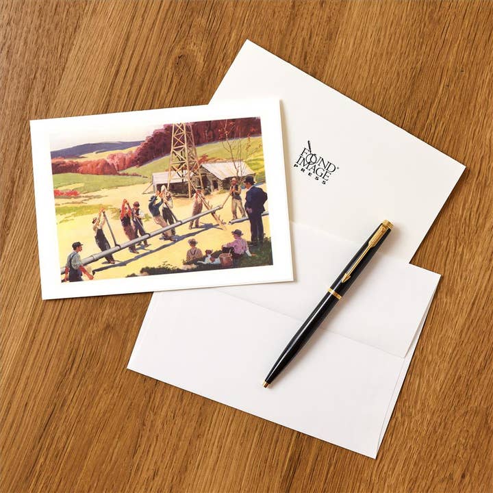 Found Image Press - Wholesale Stationery/Notecard Set - Greeting Card IF-142 Laying Pipe1