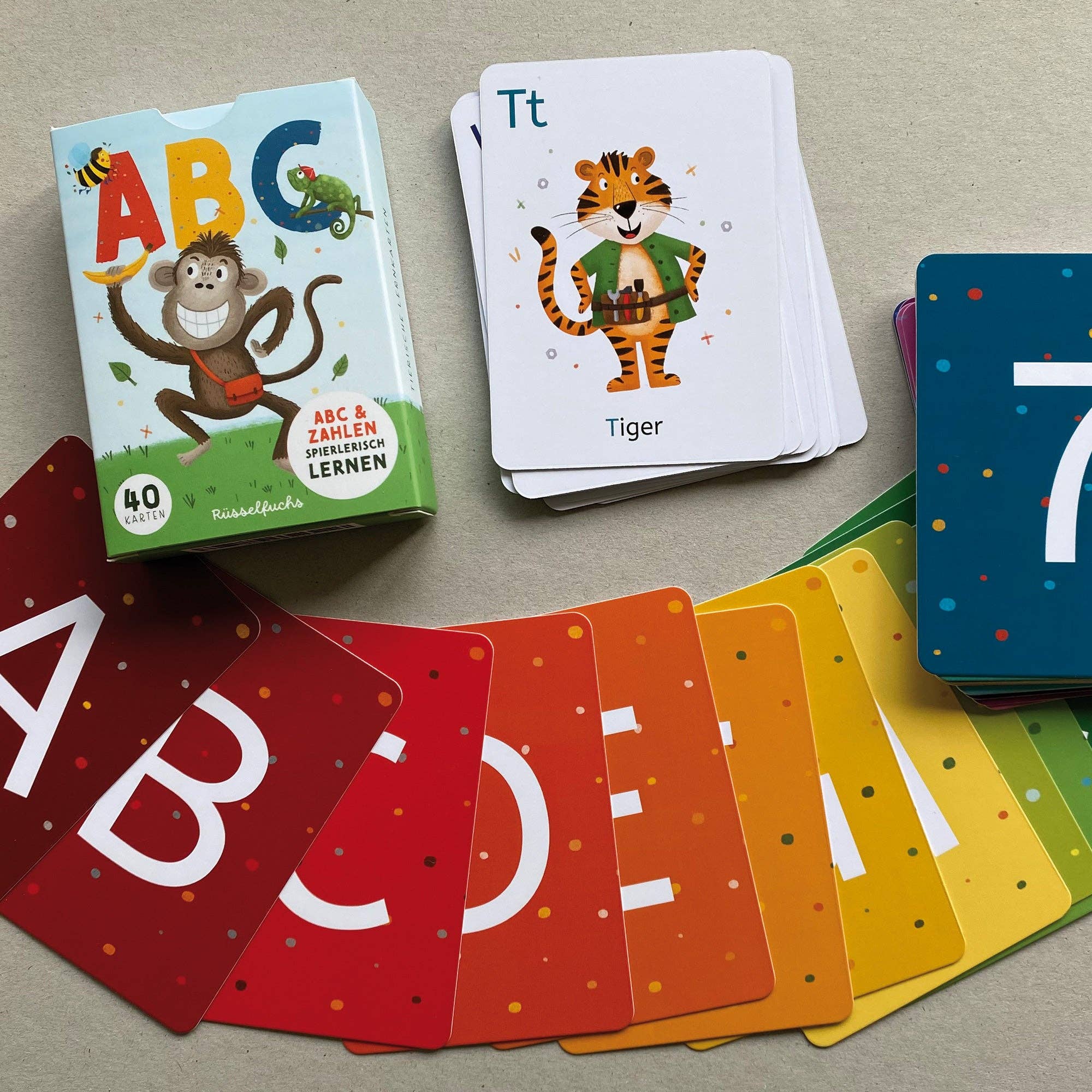 Rüsselfuchs - Wholesale Learning Cards - Kids & Baby - ABC card set with 30 letter cards and 10 number cards3