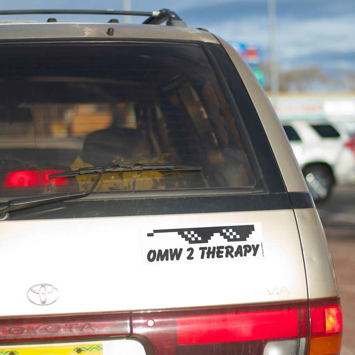 Two Bit Press - Wholesale Sticker - OMW 2 THERAPY Bumper Sticker - Funny Meme Gen Z Vintage3