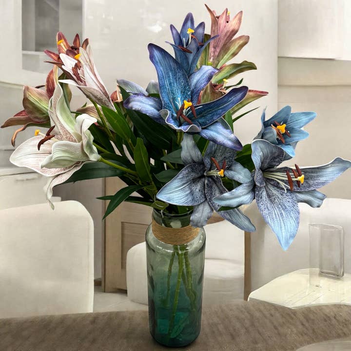 Angel Isabella - Wholesale Artificial flowers - 34.5"-Elegant 9" Large Bloom Lily-3 Flowers per stem4