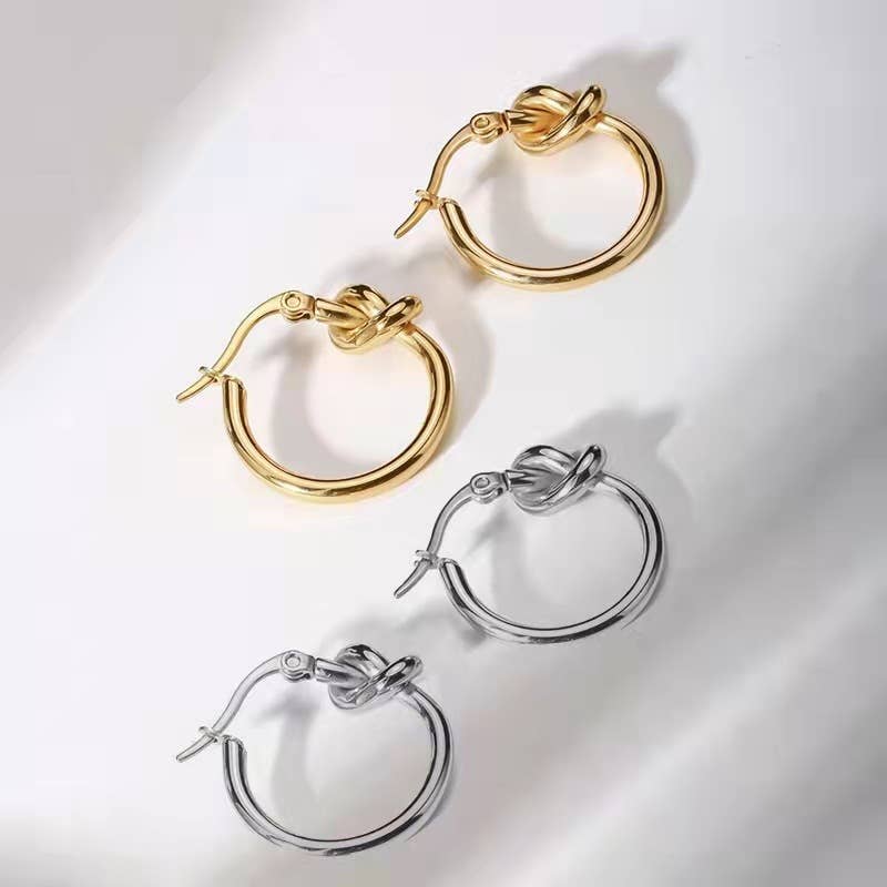 Melange Blanc - Wholesale Hoop Earrings - Molly knot earrings, gold earrings, gold hoop, knot earring3