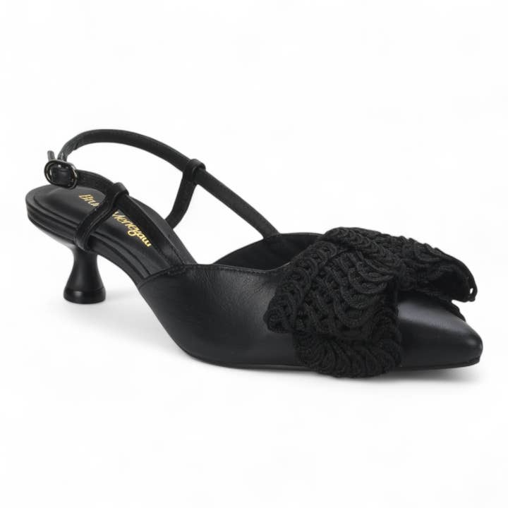 Leather Slingback Pump Black 376025 for wholesale by Bruno Menegatti