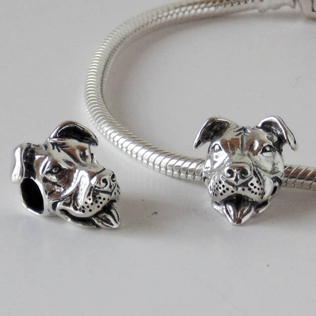Dog Park Publishing - Wholesale Individual Charm/Pendant - Euro-Style Sterling Silver Smiling Pit Bull Charm4