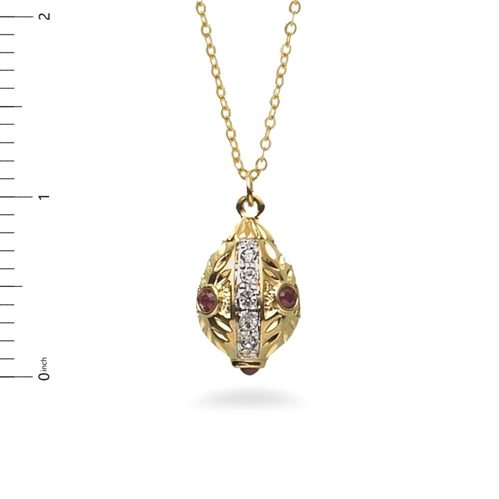 Discoveries, Inc. - Wholesale Pendant/Charm Necklace - Ruby and Diamond Egg Pendant - Faberge Inspired2