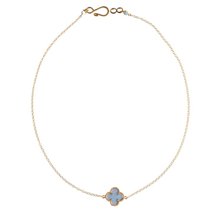 Blue clover, 14k gold chain necklace for wholesale by ali & bird jewelry