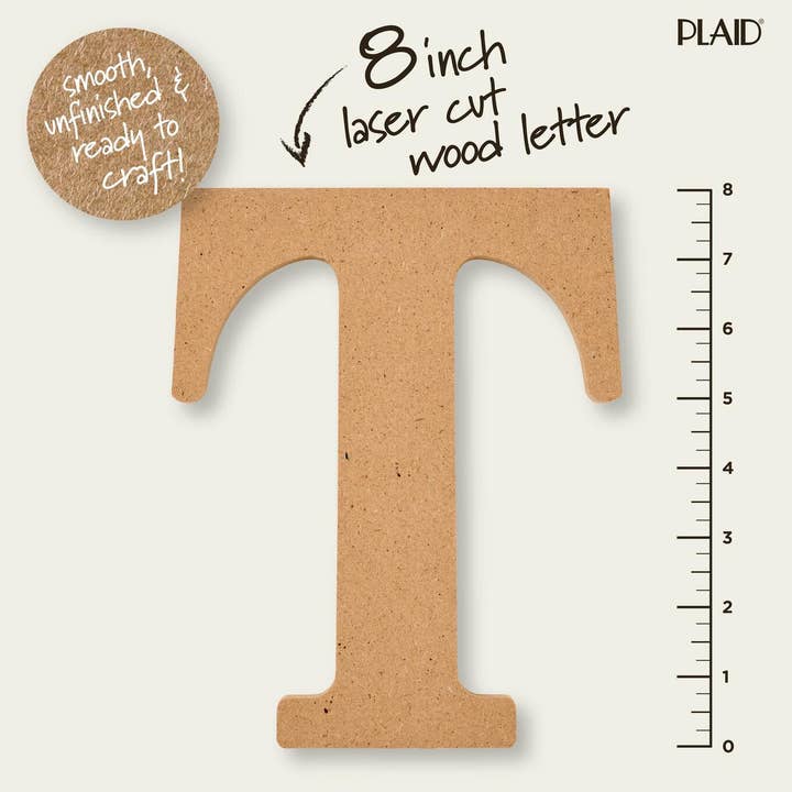 Plaid Crafts - Wholesale Craft Supplies - Plaid ® Wood Surfaces - 8 inch MDF Letter - T1