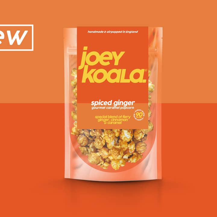 Spiced Ginger & Caramel Popcorn 80g for wholesale by Joey Koala's Gourmet Popcorn