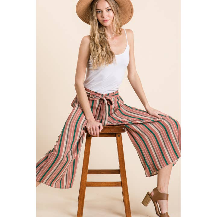 Vävd palazzobyxa med flerfärgade ränder för wholesale av Veveret
