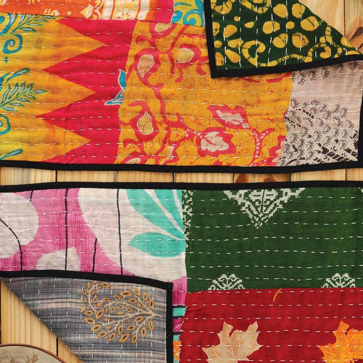 Sevya Handmade - Vente Sets de table - Sets de sets de table Kantha, lot de 4