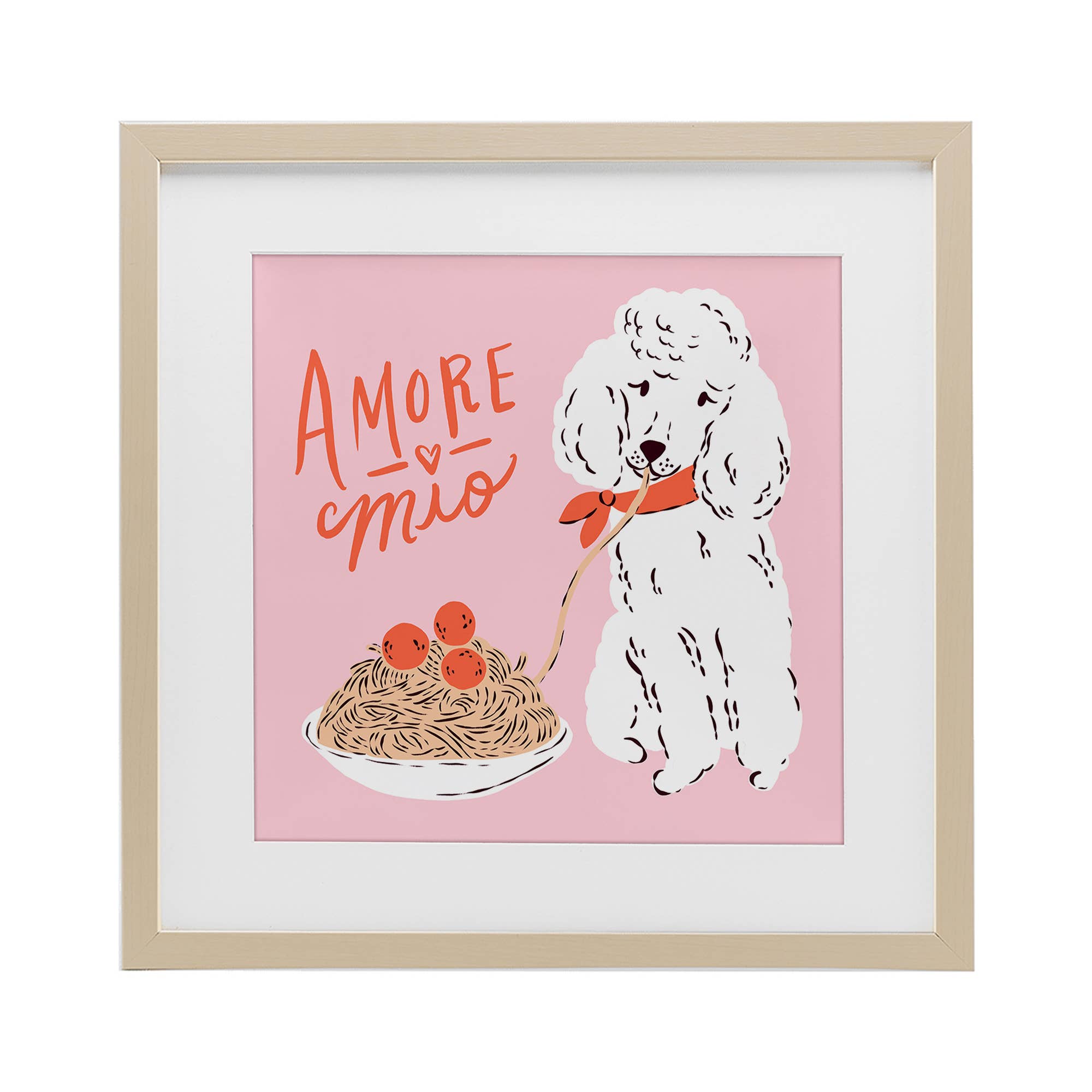 Stupell Industries – Engroshandel Vægskilt – Amore Mio Pasta Poodle - Print Under Glas Vægkunst11