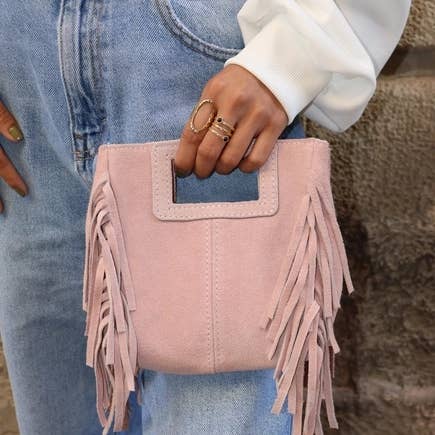 Cassette Barcelona - Wholesale Crossbody Bag - Women's - Mina Suede Leather Tassel Crossbody Bag Khaki Green12