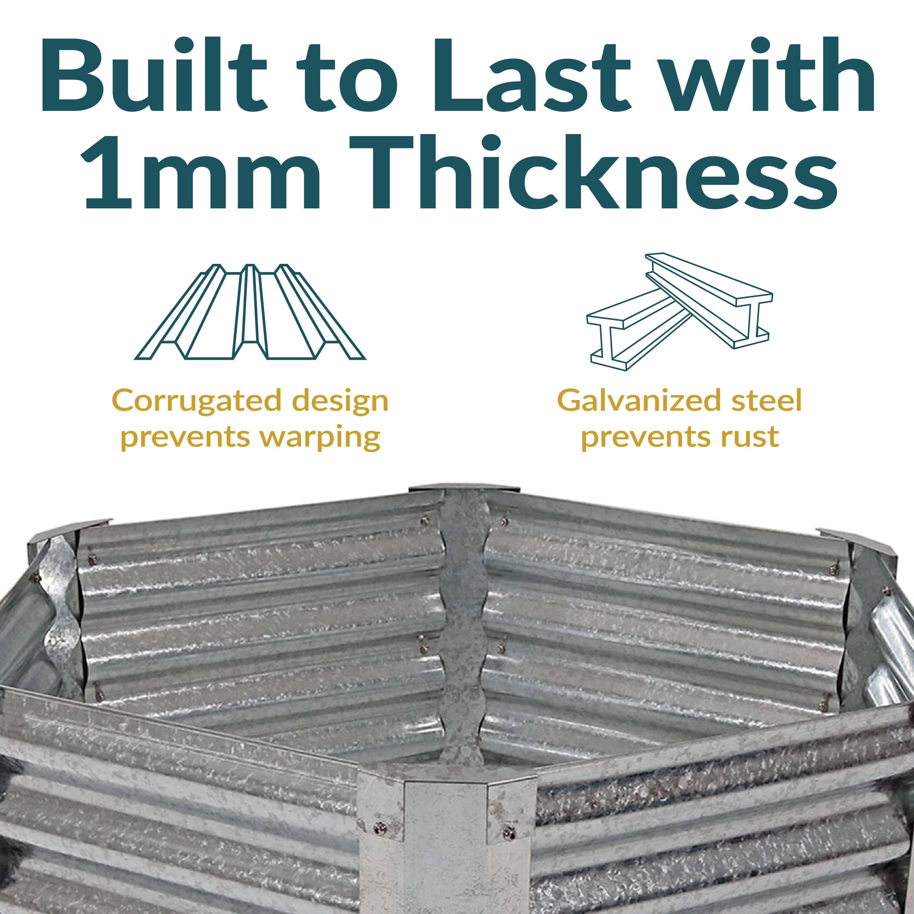 Sunnydaze Decor - Wholesale Planter Box - Corrugated Steel Hexagon Raised Garden Bed - Gray - 40 in2