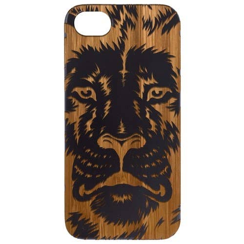 Svart belagd bambu trä - Lion ansikte 2 graverad för wholesale av OTTO CASE