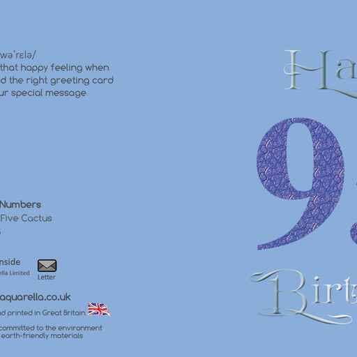 Zaquarella – Großhandel Geburtstagskarten – Glückwunschkarte zum Geburtstag — Alter fünfundneunzig (95)2