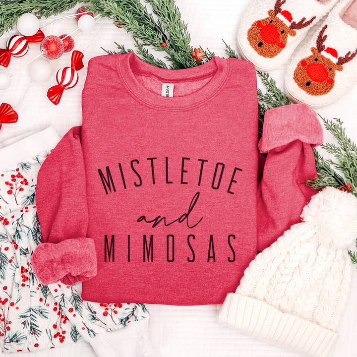 Sweat-shirt de Noël à col rond Gui et Mimosas pour la vente par Trendznmore - Modern Graphic Apparel
