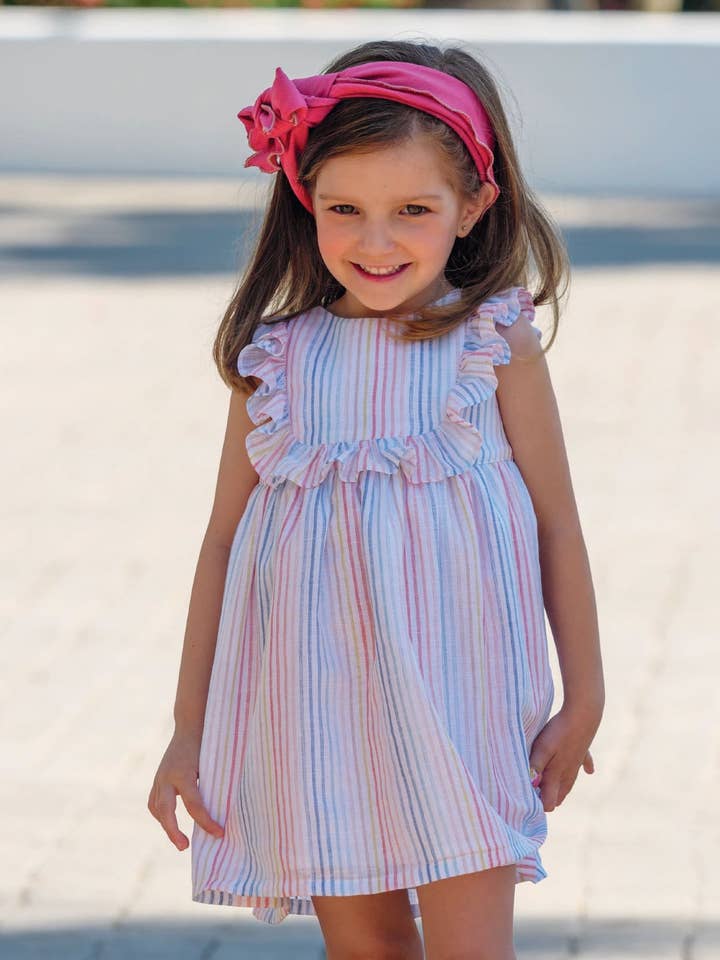 Meisjesjurk met meerkleurige strepen voor wholesale door Charanga