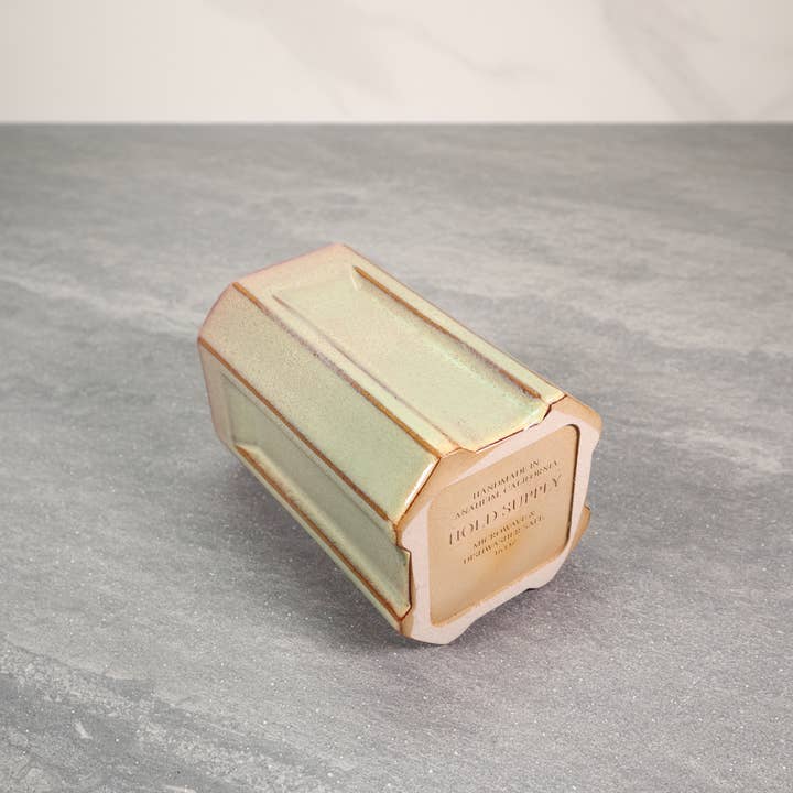 HOLD SUPPLY - Wholesale Drinking Glass/Cup - Green and Red 16 oz Square Indented Stoneware Ceramic Cup2