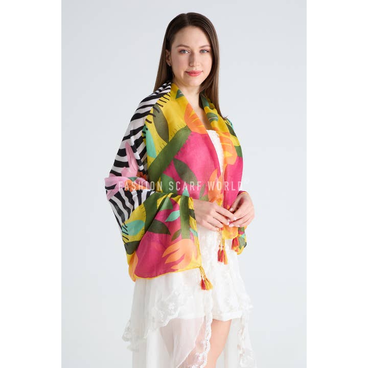 Fashion Scarf World - Wholesale Scarf – Women's - Bright Zebra Jungle Print Square Scarf2