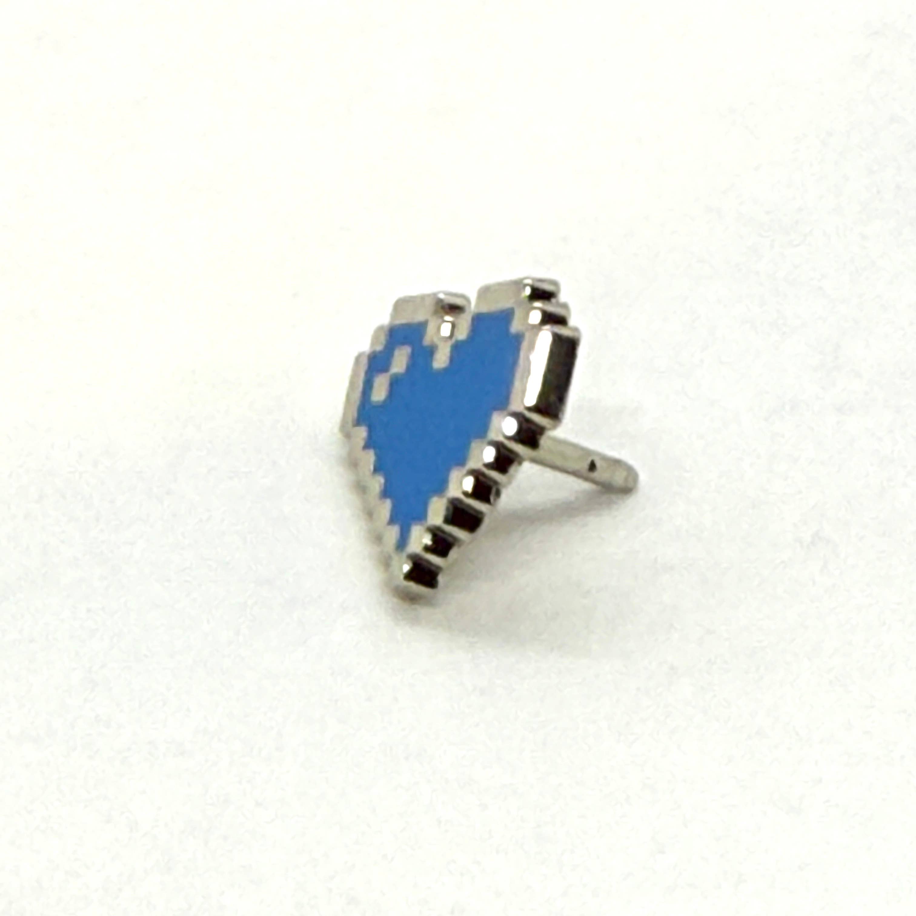 Ollybits Pixel Art - Wholesale Lapel Pin/Button - Cyan (Blue) Pixel Heart Mini Filler Enamel Pin4