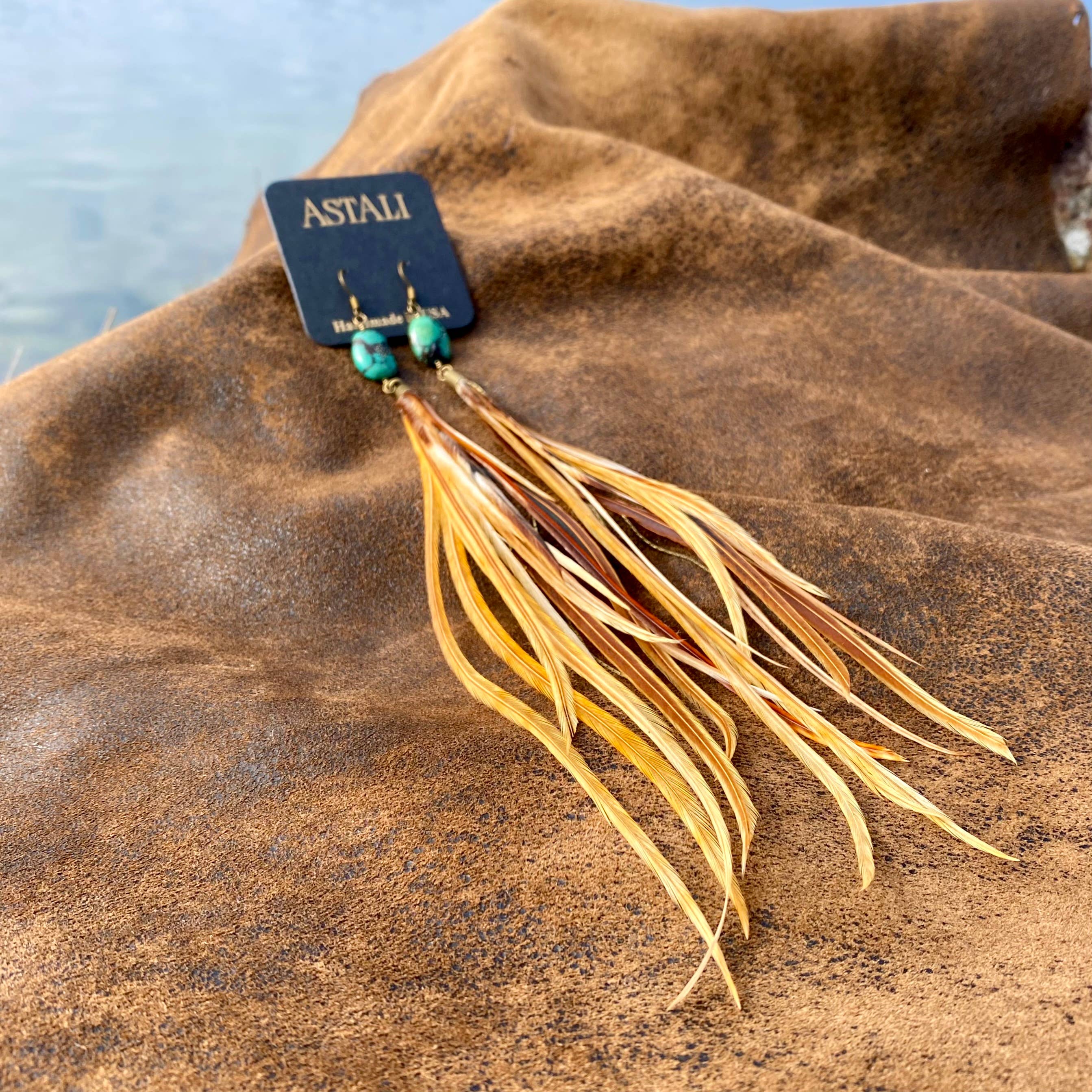 ASTALI – Großhandel Quasten-Ohrring – Türkis- und lange Federohrringe — Natural Mix, Western8