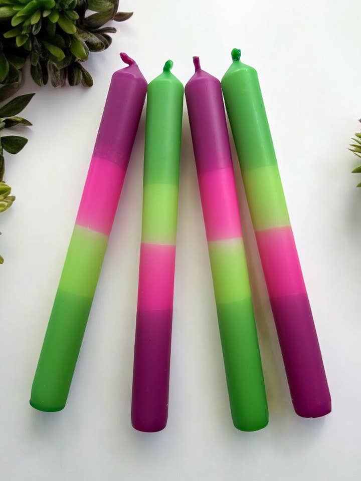 GALACTIC GLOW Dip Dye Dinner Candles set of 4 for wholesale by The Colour Emporium