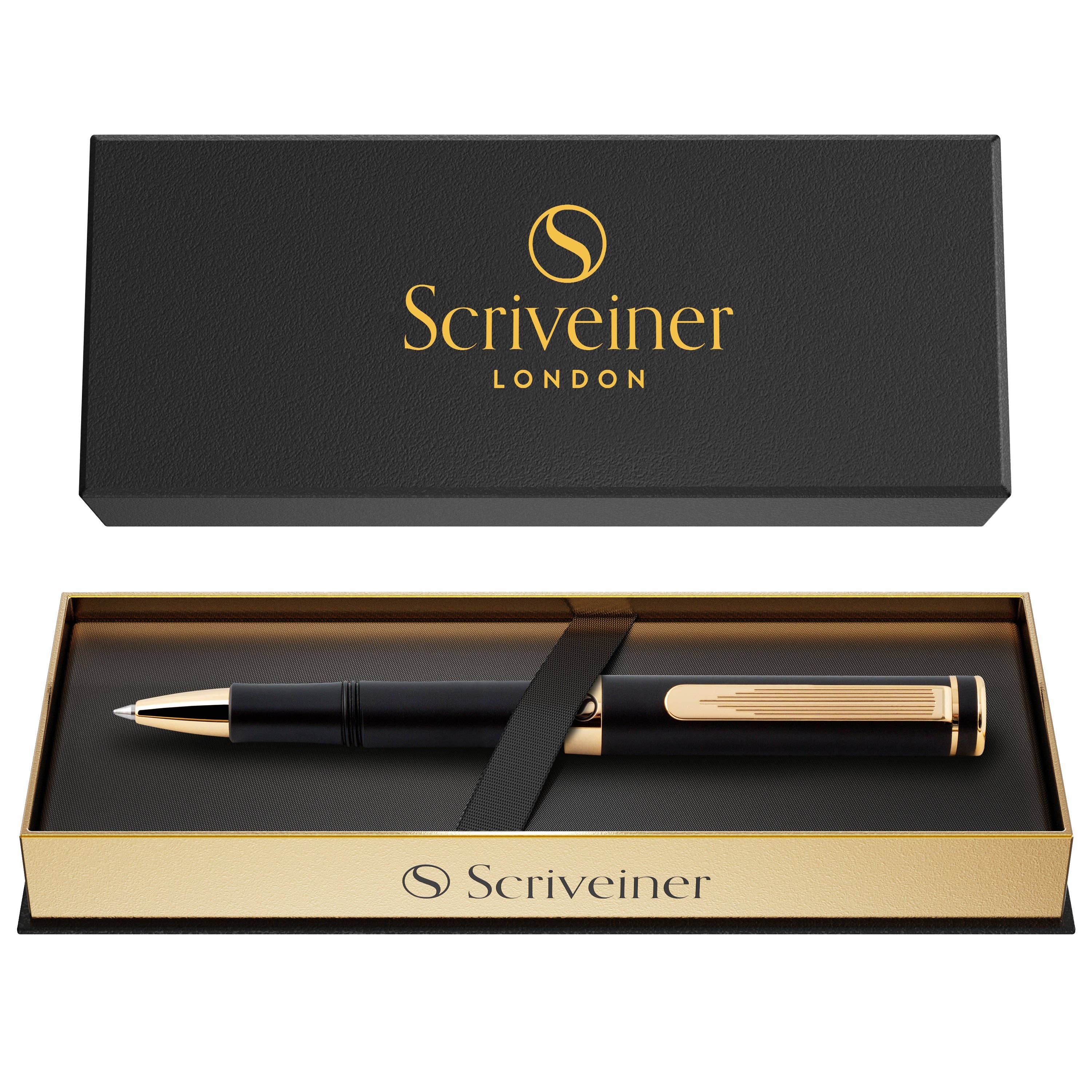 Scriveiner - Wholesale Pen - Luxury EDC Black Gold Rollerball Pen2