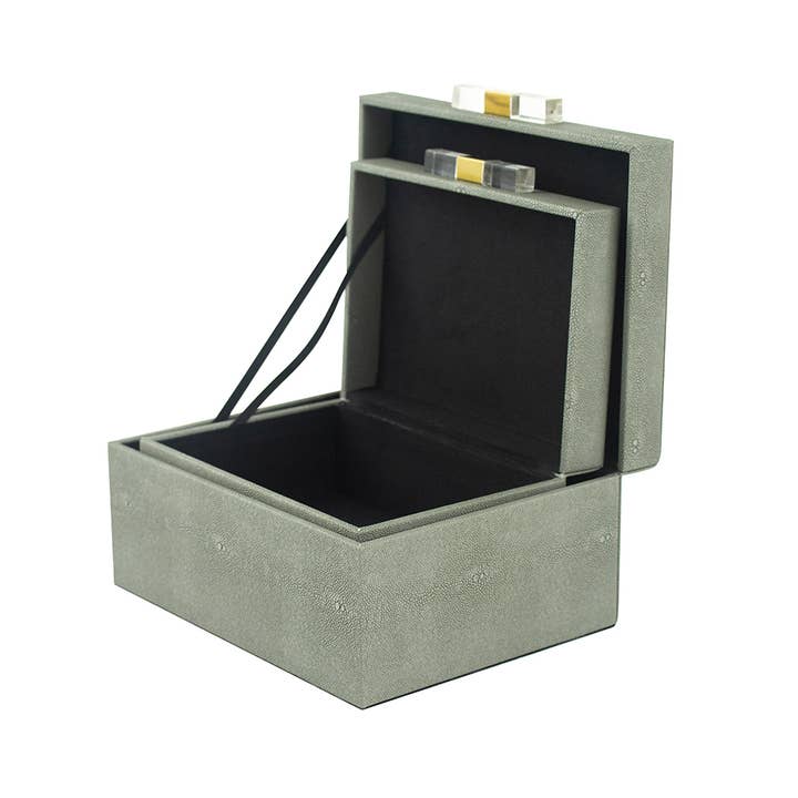 Decorium Living - Wholesale Decorative Box - Set of 2 Glam Grey Boxes1
