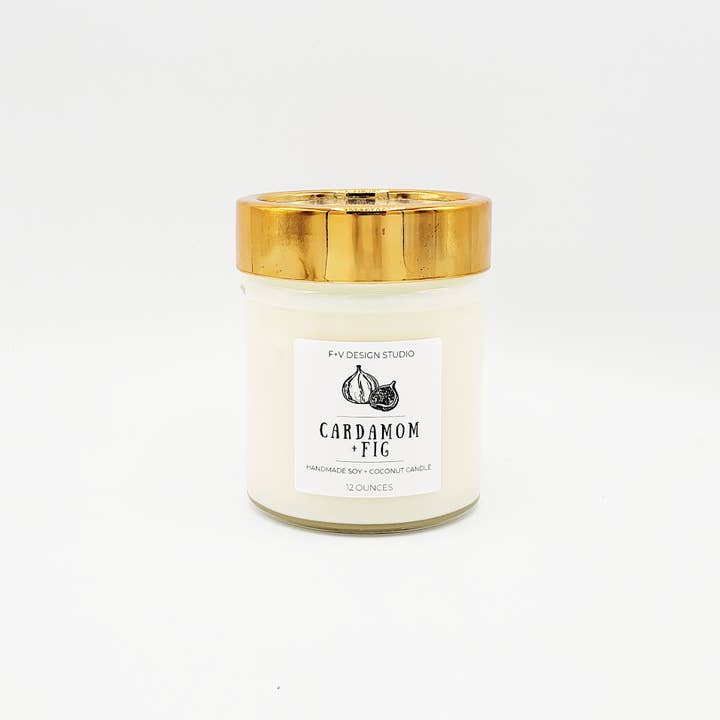 Cardamom + Fig 12oz for wholesale by F + V Design Studio