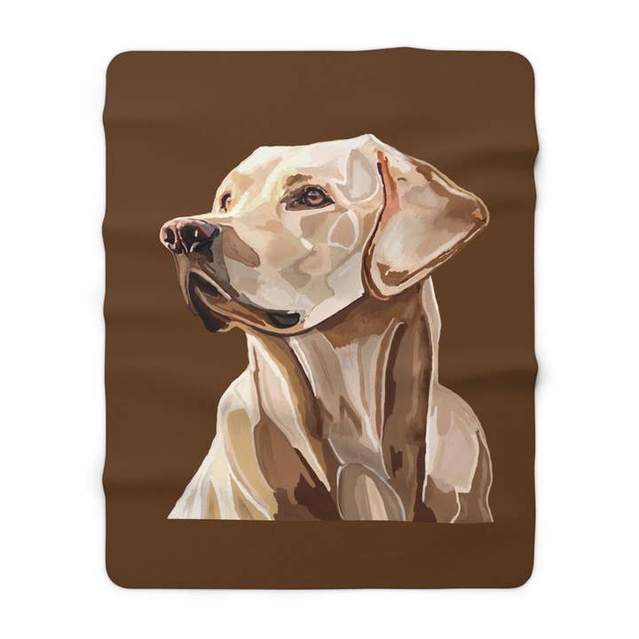Labrador-Porträt-Sherpa-Decke — Gemütlicher brauner Hund für den Großhandel von Blue Cava