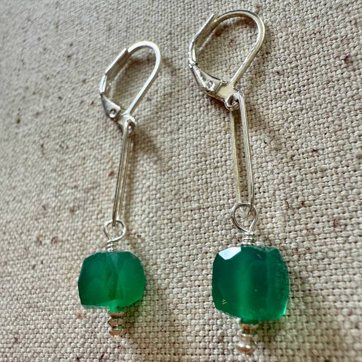 Emerald Chalcedony Earrings for wholesale by LA DE DA Jewelry