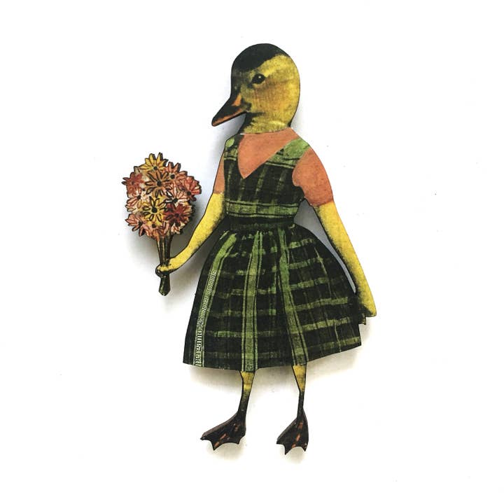 Pergamo Paper Goods - Wholesale Magnet - Duck Girl Laser Cut Wood Magnet1