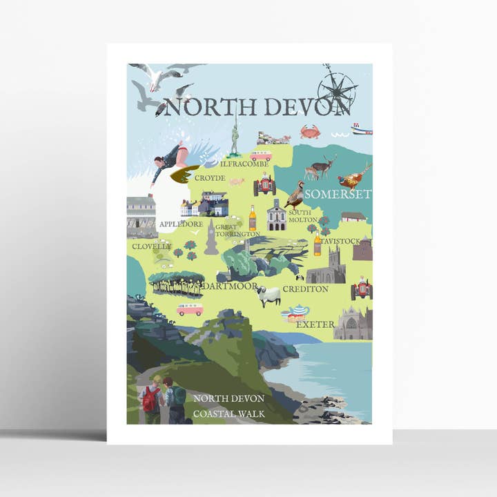 DEVON NORTH ILLUSTRATED MAP for wholesale by Betty Boyns Designs