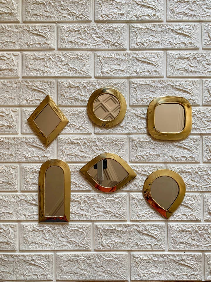 Small Decorative Mirrors - Small Unlacquered Brass Mirror for wholesale by Palmeraies