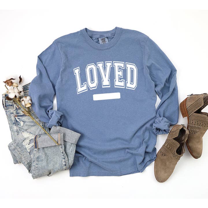 Loved Varsity 3.16 | Garment Dyed Long Sleeve for wholesale by Uplifting Threads Co Wholesale