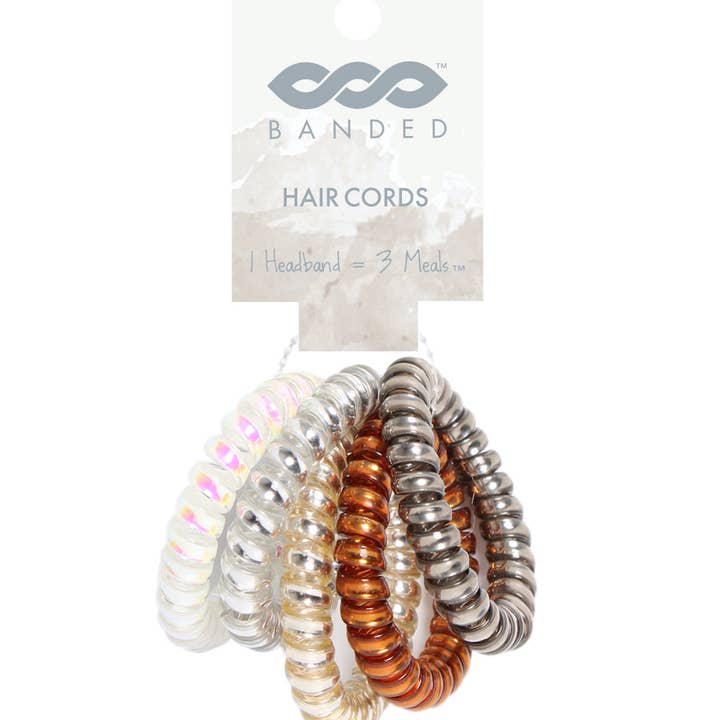 BANDED - Wholesale Hair Tie - Chrome Metallic Hair Cords