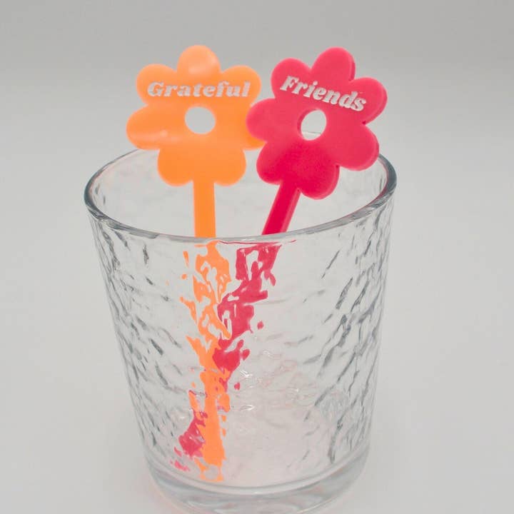 Daisy Drink Roerstaafjes - Neon Acryl voor wholesale door Ame Rain Designs
