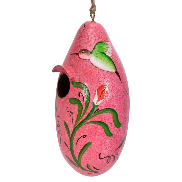 Lucuma Designs - Wholesale Bird House - Hummingbird - Painted Gourd Birdhouse - Artist Made