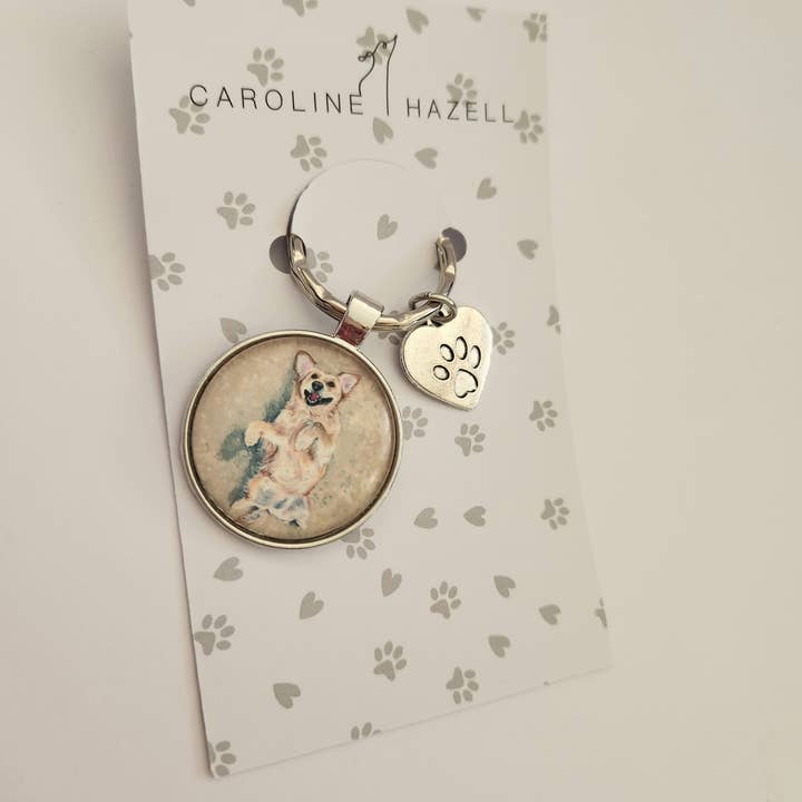 Retriever Crystal Charm Key Ring for wholesale by Caroline Hazell