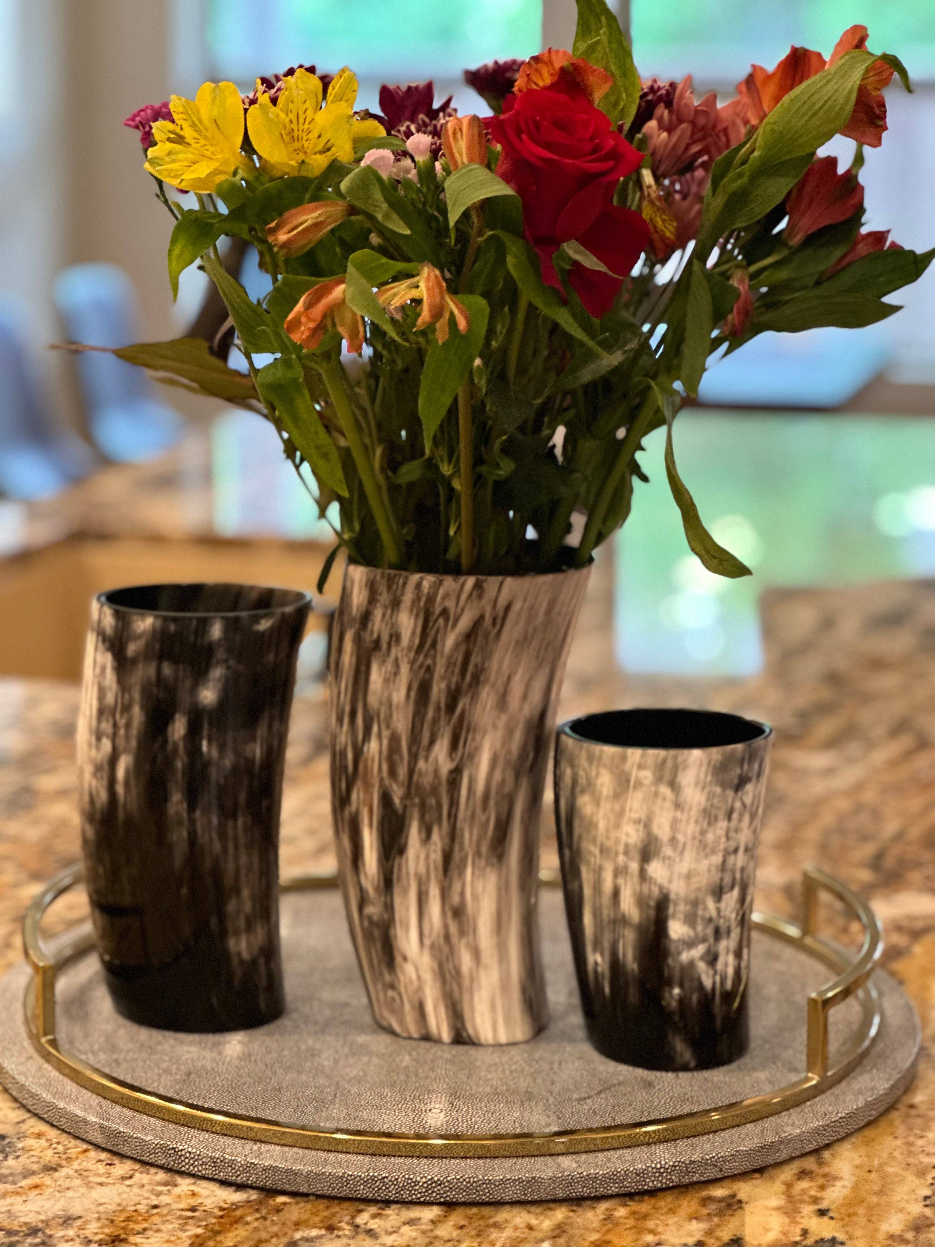 The African Home Goods - Wholesale Vase - ANKOLE HORN VASES OR PLANTERS - DARK3