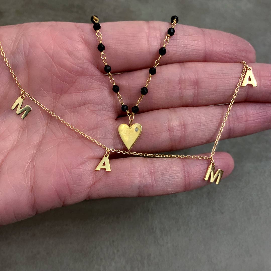 Adornia – Colar pingente/pendente por atacado – Colar Mama Dangle Letter ouro prateado6