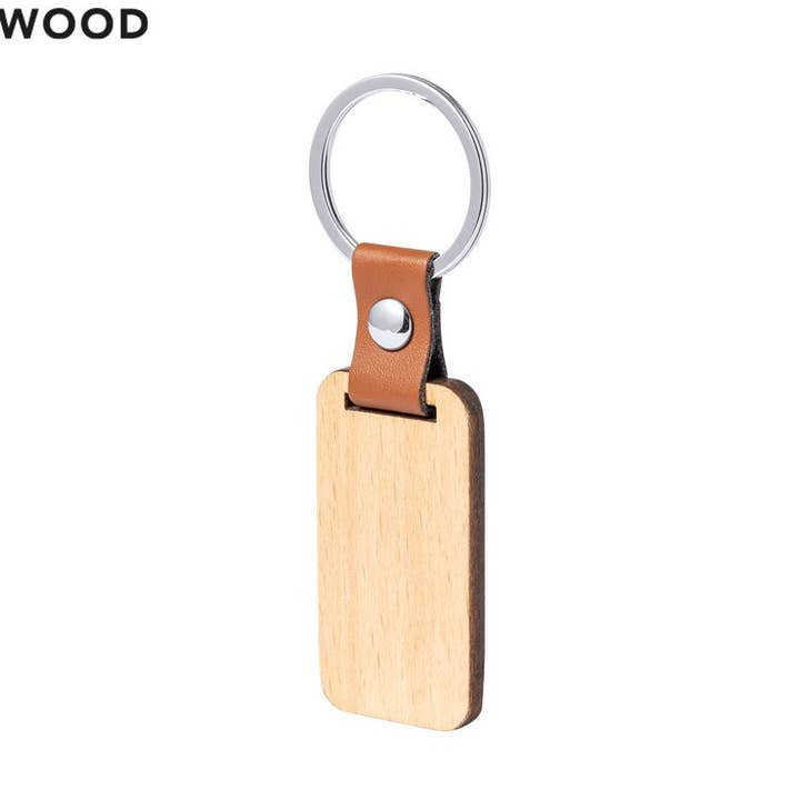STAR WAY, S.L. - Wholesale Keychain - Unisex - Square wooden keychain with metal finishes / personalization0