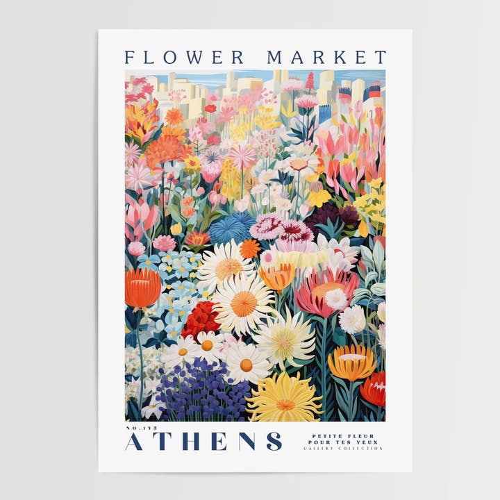 Poster del mercato dei fiori di Atene per la vendita all'ingrosso da parte di Enchanted Sights