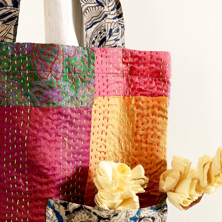 Sevya Handmade - Wholesale Tote Bag - Women's - Silk Kantha Tote Bag