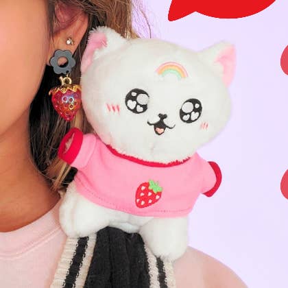 Rainbow, o Gato Branco - Peluches com Base Magnética e Clip de Transporte por atacado de Magical Girl Bella