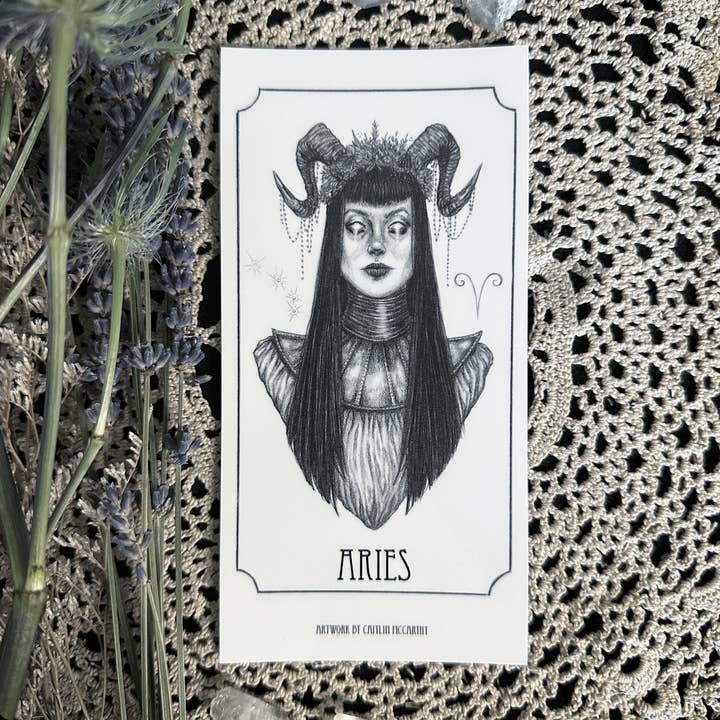 Aries Zodiac Goddess Altar Stearinlys Klistermærker - Pakke med 5 for engroshandel hos Caitlin McCarthy Art
