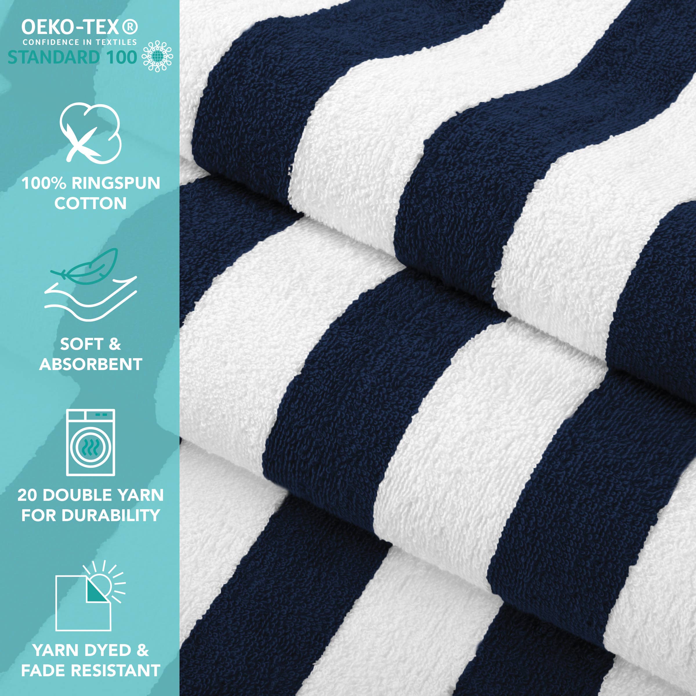 Arkwright Home - Wholesale Beach Towel - California Cabana Striped Beach Towels (Pack of 4)44
